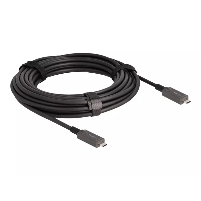 DeLOCK Active Optical USB-C Video + Data + PD Kabelis 10 m Melns