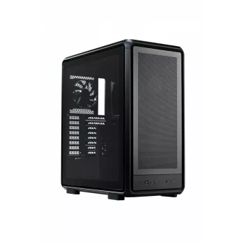 Datora midi tornis Cooler Master MasterFrame 500 Mesh — Melns ar caurspīdīgu sānu, atbalsta ATX/EATX, 2x200mm priekšā, 1x120mm aizmugurē