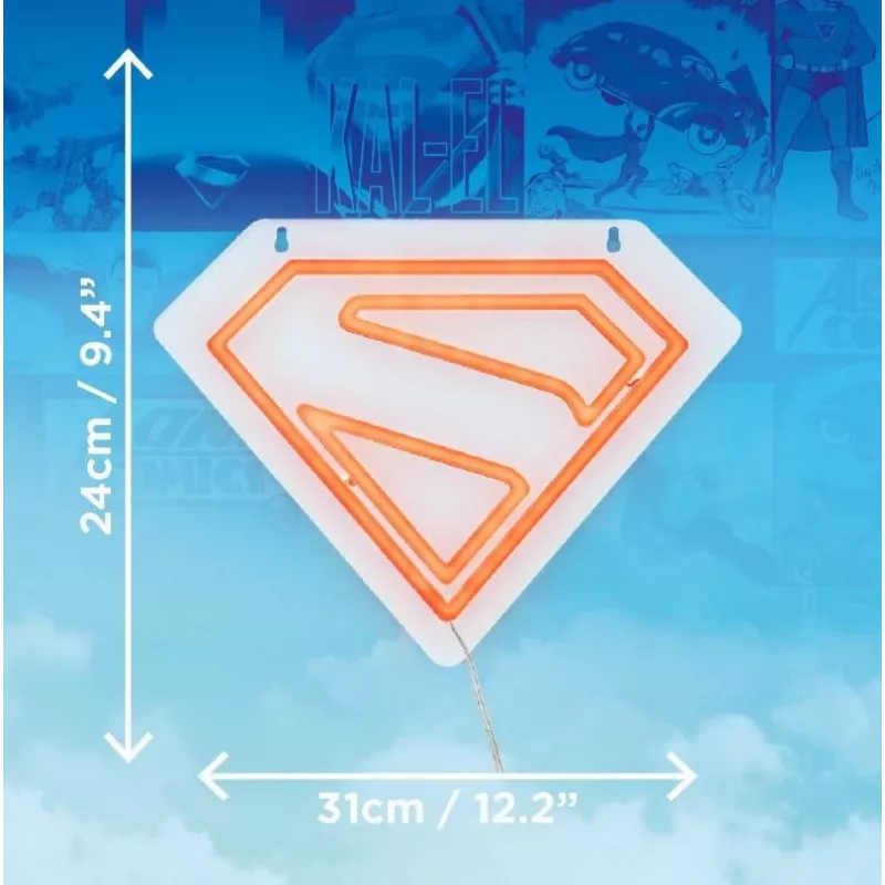 Pie sienas montējama LED neona gaisma Paladone Superman PP14478SMTVN, dekoratīvs sienas zīme