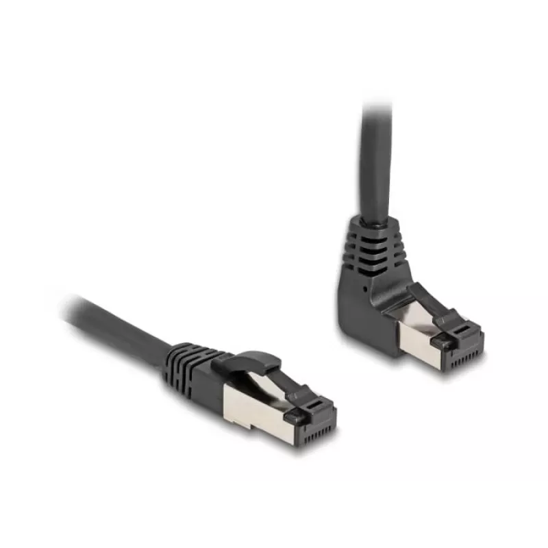 Tīkla kabelis DeLOCK RJ45 Cat.8.1 90° uz leju leņķī / taisns 2 m melns