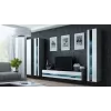 TV skapis Cama Meble VIGO NEW 30/140/40 — 1400×400×300 mm, pelēka virsma, skaidu plātne, pelēks rāmis, baltas spīdīgas durvis