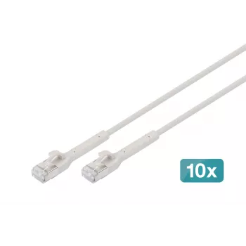 Digitus CAT 6A F-FTP lokans ielāpu vads, varš, 3 m, pelēks, 10 gab.