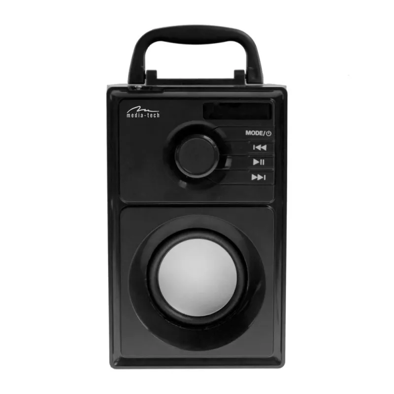 Bezvadu skaļrunis MEDIA-TECH MT3179, 20W (RMS 15W), Bluetooth 5.1, FM, MicroSD, USB, AUX, Li-Ion, 6 h, koka korpuss