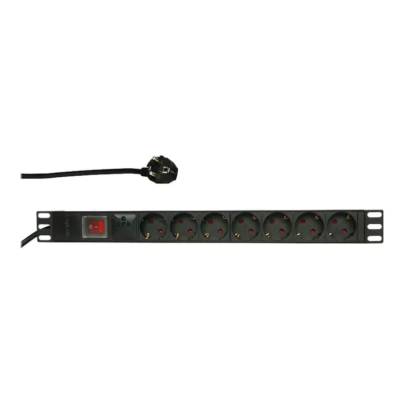 Pārsprieguma aizsargs LogiLink PDU7C01 Melns 7 maiņstrāvas rozetes 230 V 2 m