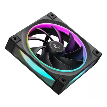 Korpusa ventilators DeepCool FL12 120 mm, PWM, 500–2150 RPM, 55 CFM, 2.82 mmH2O, FDB, multi-LED, melns