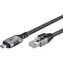 Ethernet-kabelis USB-C 3.2 Gen2 Plug > RJ-45 Plug, LAN-Adapter Melns/Sudraba, 1,5 Meter, braided textile jacket