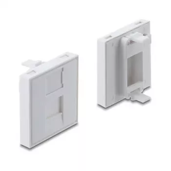Iespiežams 45×45 mm Keystone moduļa vāciņš DELOCK Easy 45 1 portam, ABS, balts, ar putekļu aizsargvāciņu