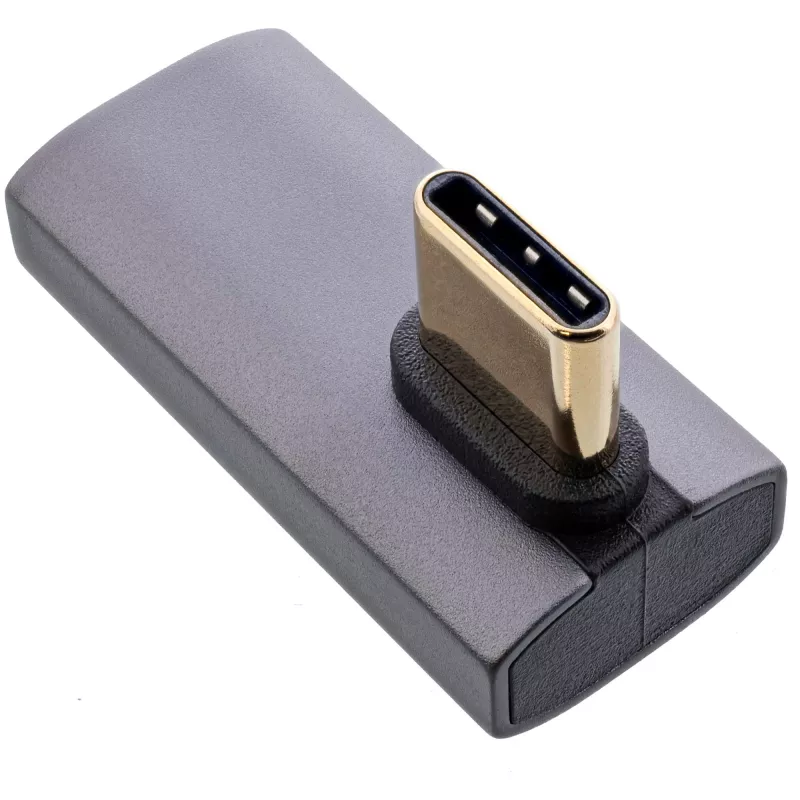 InLine USB4 adapteris, USB-C spraudnis/ligzda vertikāls pa labi/kreisi leņķveida, alumīnijs, pelēks