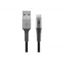 USB-A uz Lightning kabelis GOOBAY 2 m, tekstila apvalks, 3,3 mm diametrs, pelēks kosmosa/sudraba