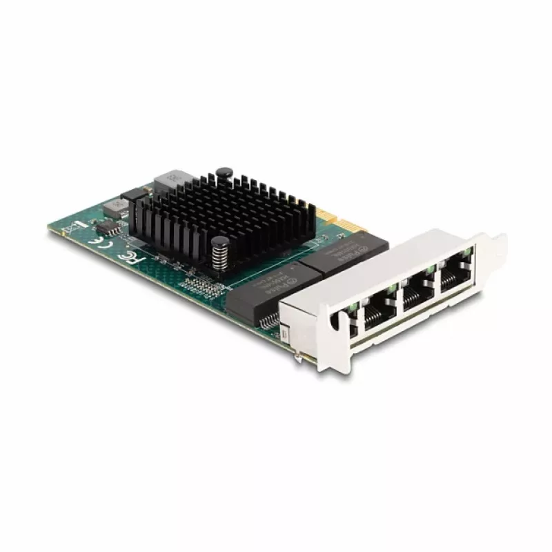 DeLOCK PCI Express x4 karte 4 x RJ45 Gigabit LAN BCM pelēka