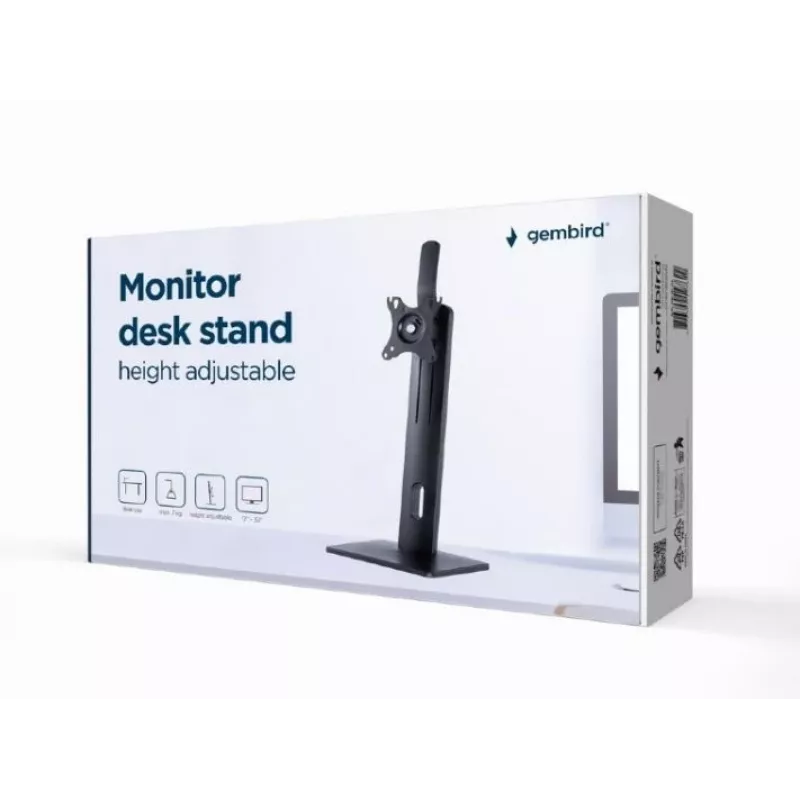 Gembird MS-D1-01 Monitora galda statīvs, regulējams augstums, melns