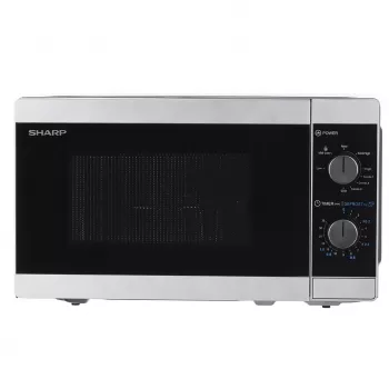 Kombinētā mikroviļņu krāsns Sharp YC-MG01E-S — 20 l, 800 W mikroviļņu, 1000 W grils, 5 jaudas līmeņi, rotējoša vadība, 25,5 cm grozāmā pamatne