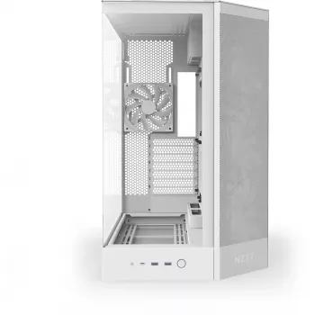 PC korpuss NZXT H9 Flow Midi Tower balts — ATX/EATX/Micro ATX/Mini-ITX, 3x140 mm priekšā, 1x120 mm aizmugurē, 2x3,5 collu un 6x2,5 collu nodalījumi, rūdīts stikls