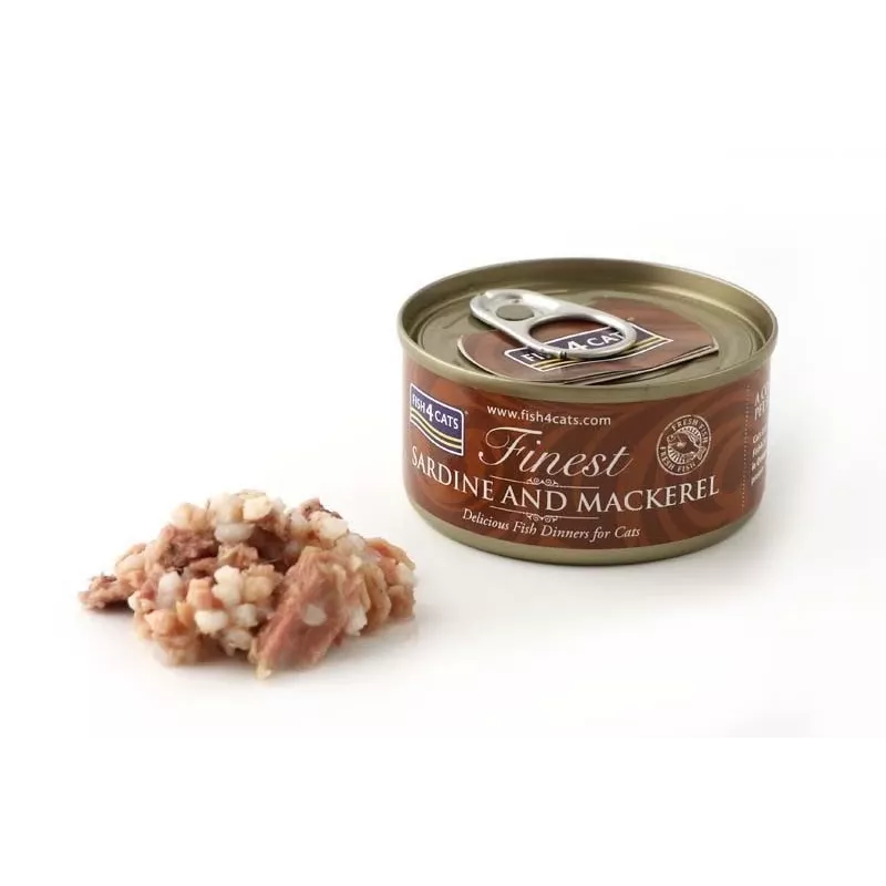 Mitrā kaķu barība FISH4DOGS Sardīnes un makreles paciņa 70 g, zivju garša, pieauguši kaķi, proteīns 12%, mitrums 85%