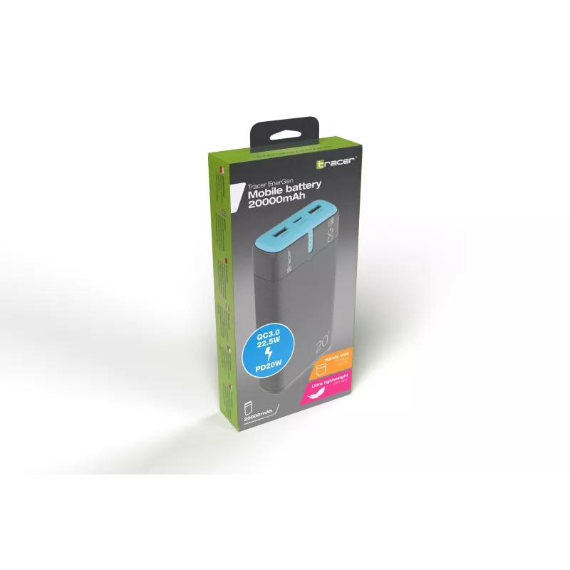 Tracer EnerGen 20000 mAh Melns, Zils