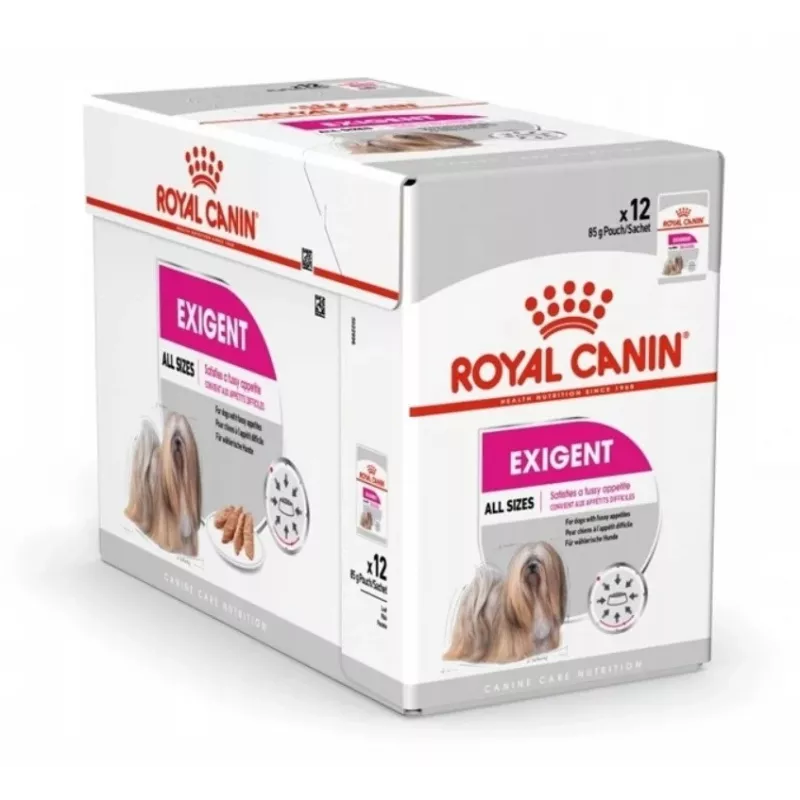 Mitrā suņu barība Royal Canin Exigent Meat Universal 12×85 g — mājputnu gaļa, pieaugušiem, izvēlīgiem suņiem