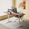 Regulējama augstuma galds Up Up Bjorn balta, galda virsma M Dark Walnut