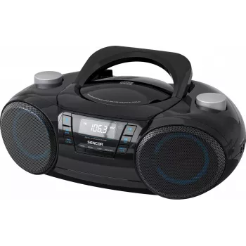 Pārnēsājams Bluetooth boombox SENCOR SPT4710B — 20 W kopējā jauda, Bluetooth 5.3, CD/USB/FM, bateriju vai maiņstrāvas barošana