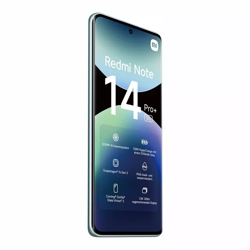 Viedtālrunis Xiaomi Redmi Note 14 Pro+ 5G — 6.67 collu AMOLED, 8 GB RAM, 256 GB, 200 MP, IP68, 5110 mAh