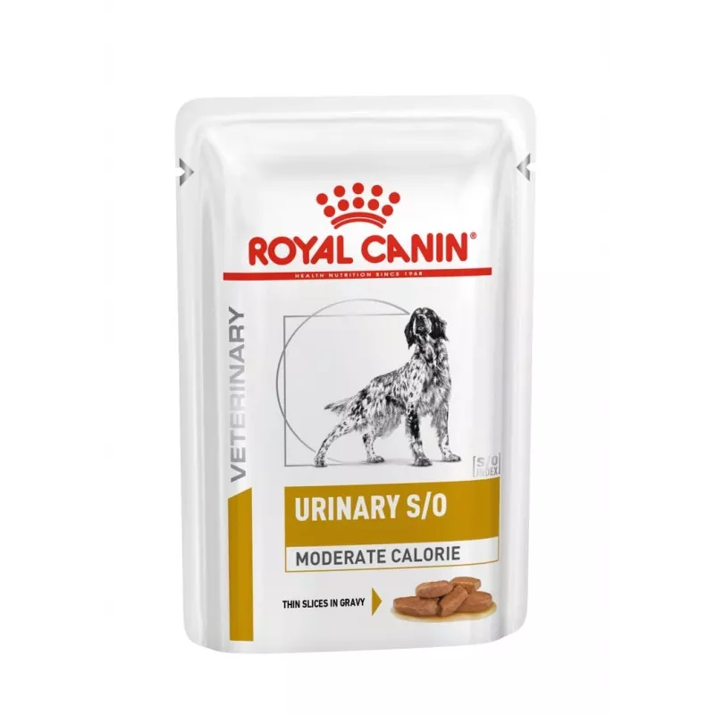 Mitrā suņu barība Royal Canin Urinary S/O Moderate Calorie paciņas 12 x 100 g, pieaugušiem suņiem, 80% mitrums, 8% olbaltumvielas