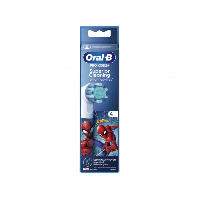 Oral-B EB10-4 Kids Spiderman rezerves birstes uzgaļi, 4 gab.