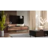 TV skapītis cama meble CORTINA 4D 200x40x55 cm, melna virsma, riekstkoka priekšpuses