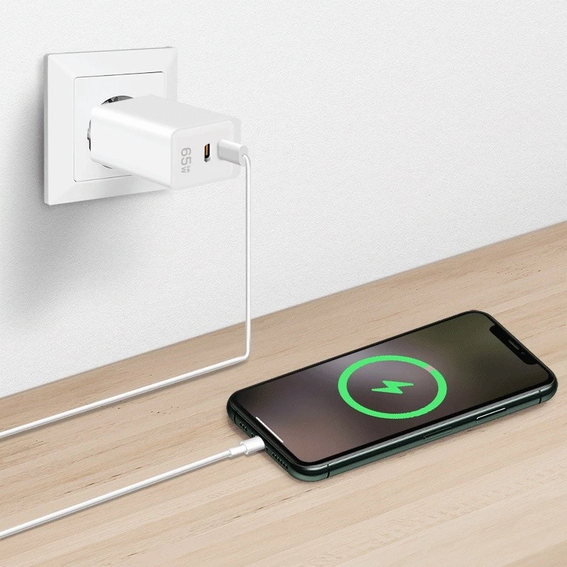 Divkāršs USB ligzdas adapteris 65W, 2xUSB-C, balts