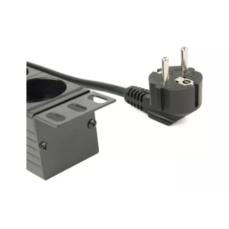 Strāvas sadales bloks GEMBIRD EG-PDU-014 — 8× Type F ligzdas, 16 A, 3 m kabelis, 1U plaukta, 3680 W, melns
