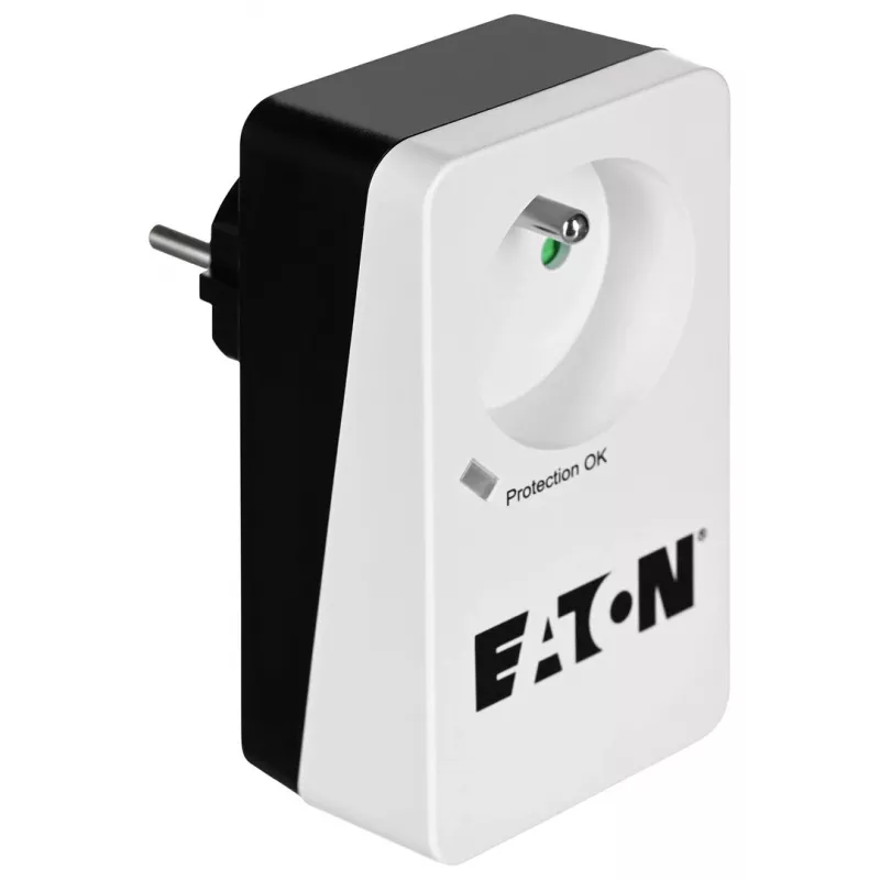 Pārsprieguma aizsardzības kārba Eaton Protection Box 1 FR — 1 Type E kontaktligzda, 220–250 V, 16 A, 4000 W, melna, kompakta