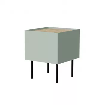 Naktsgaldiņš Cama Meble FELLINI 40x41x60, olīvzaļš ar eļļotu ozola virsmu, 1 atvilktne, iepakojumā 2 gab.