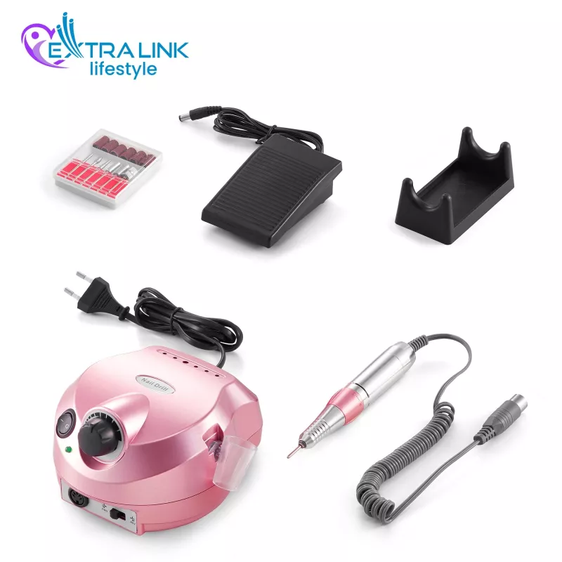 Elektriskais nagu frēzis Extralink NAIL DRILL-202 65W rozā — profesionāls manikīra/pedikīra instruments