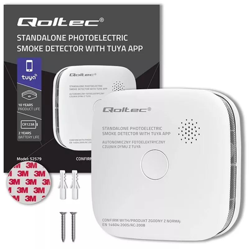 Dūmu detektors ar bateriju Tuya WiFi LED