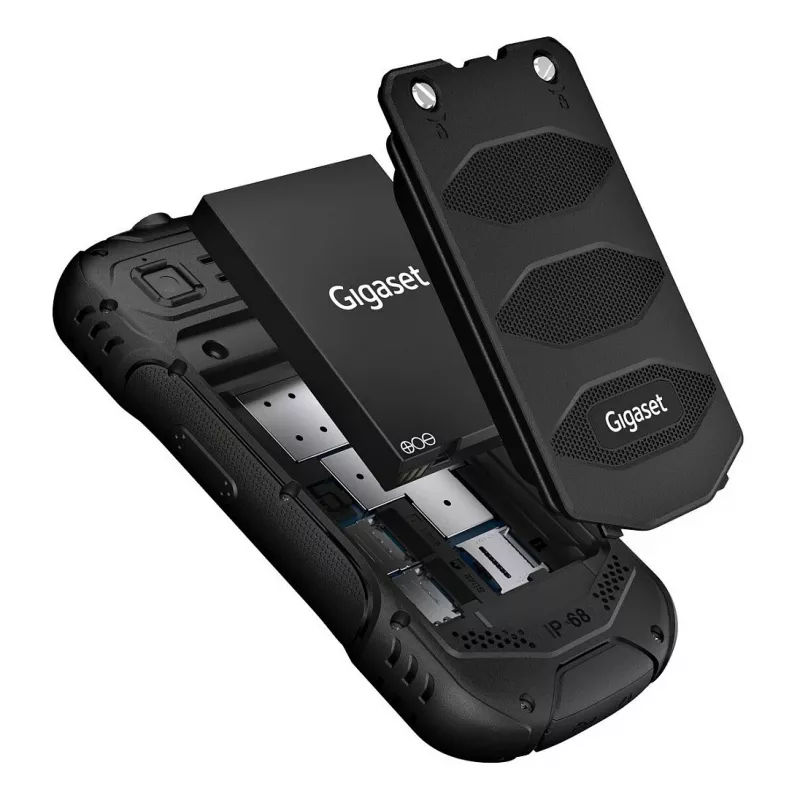 GIGASET GLX 8 ACTIVE melns 6,1 cm 2,4 collu displejs Push-to-talk funkcija 2500 mAh akumulators IP68 2 MP kamera Dual-SIM Bluetooth