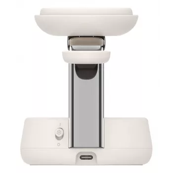 Bezvadu USB lādētājs Belkin Qi2 WIZ040KQSD — 25W, USB barošana, 1,5 m kabelis, balts, viedtālrunim viedpulkstenim austiņām fitnesa izsekotājam