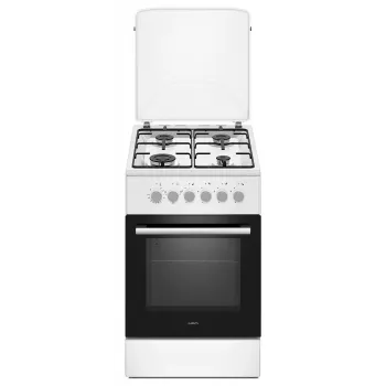 Elektriskā-gāzes plīts MPM MPM-56-KGM-04, 4 degļi, 56 cm, elektriskā krāsns, melna