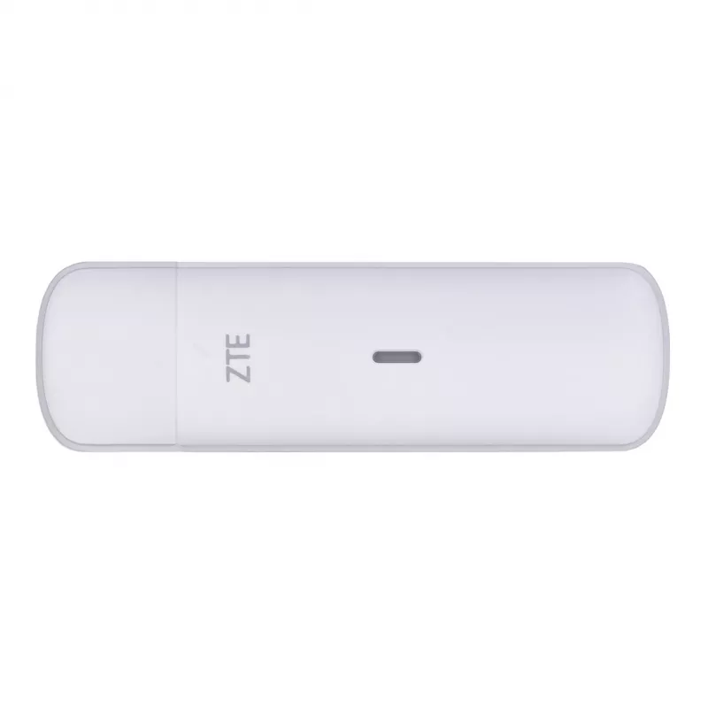 USB mobilais modems ZTE MF833N, pārnēsājams USB formas faktors, 4G LTE-FDD/TDD līdz 150 Mbps, HSUPA/2G atbalsts, microSD slots, balts