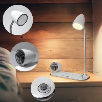 Bezvadu galda lādētājs Tellur TLL151371 ar Bluetooth skaļruni un galda lampu