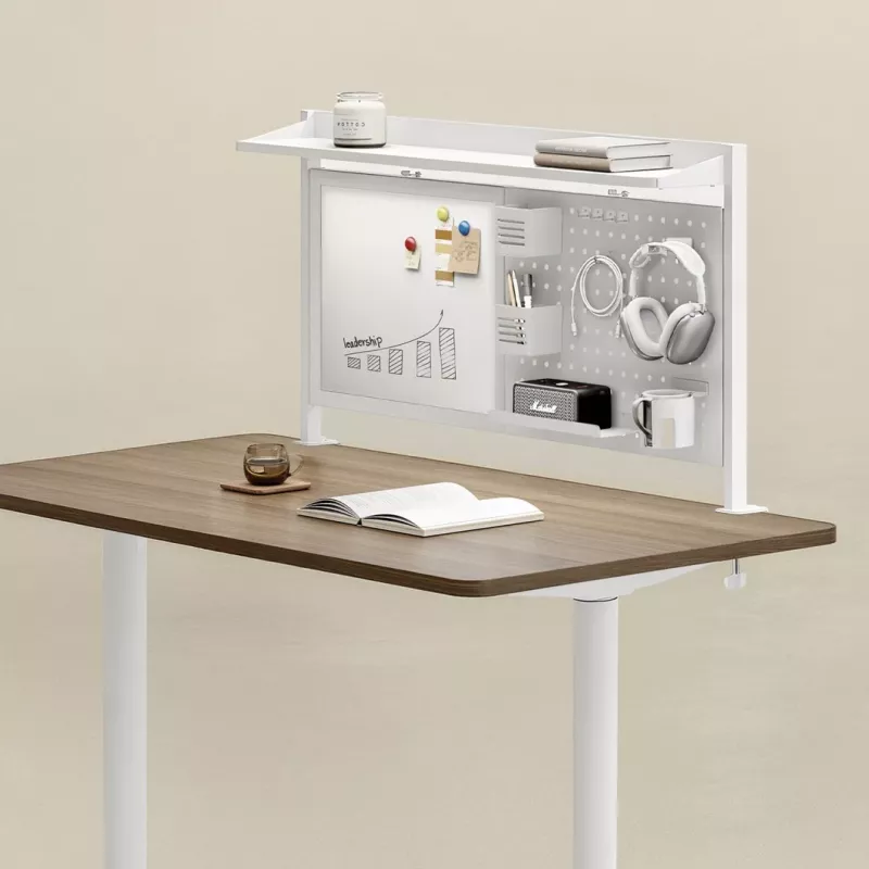 Galda nodalījums ergo office ER-301 W — 1116 mm plats tērauda ekrāns ar magnētisko tāfeli, balts, maks. slodze 10 kg