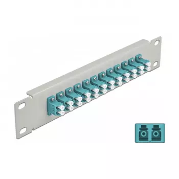 Fiber Optic Patch Panel DeLOCK 10 inch 12 Port LC Duplex Aqua 1U pelēka