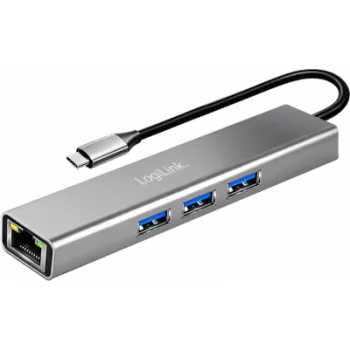LogiLink USB 3.2 Gen1 centrmezgls, 3xUSB-A, 1xRJ45 Gigabit Ethernet (UA0461)