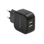 Maiņstrāvas iekštelpu lādētājs QOLTEC 50186 viedtālruņiem un planšetdatoriem, 5 V 3,4 A, 17 W, 2× USB, melns