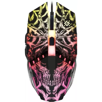 Spēļu pele DEFENDER GM-670L Ambidextrous optiskā, 2400 DPI, 5 pogas, vadu, melna, RGB