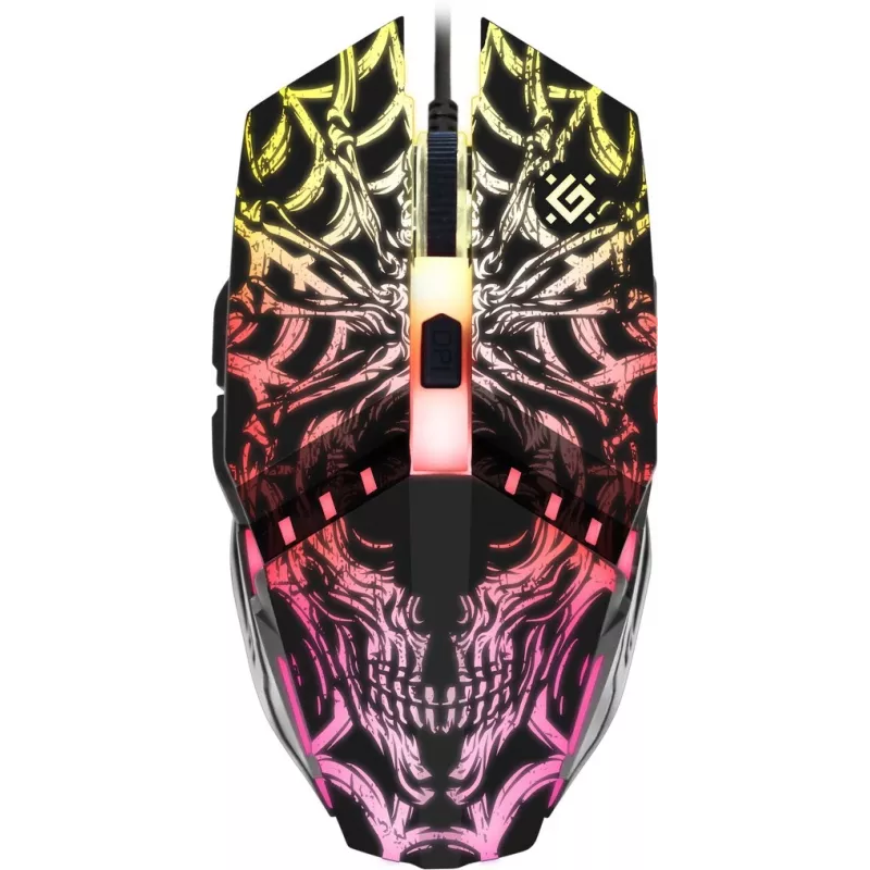 Spēļu pele DEFENDER GM-670L Ambidextrous optiskā, 2400 DPI, 5 pogas, vadu, melna, RGB