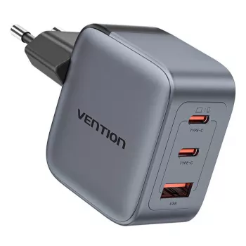 Vention GaN lādētājs FEXH0-EU 70W — 2x USB-C + 1x USB-A, PD 70W, 100–240V
