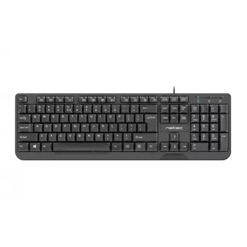 NATEC KEYBOARD TROUT SLIM USB, US IZKĀRTOJUMS, MELNS