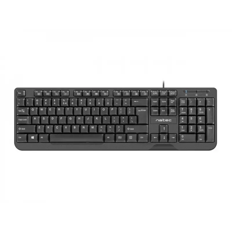 NATEC KEYBOARD TROUT SLIM USB, US IZKĀRTOJUMS, MELNS