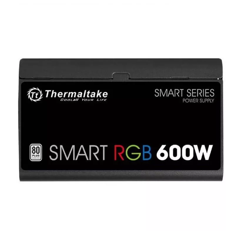 Thermaltake SMART RGB PS-SPR-0600NHSAWE-1 - Barošanas bloks (iekšējais) - ATX12V 2.3 - 80 PLUS - Maiņstrāva 230 V - 600 W - aktīvā PFC - Melns