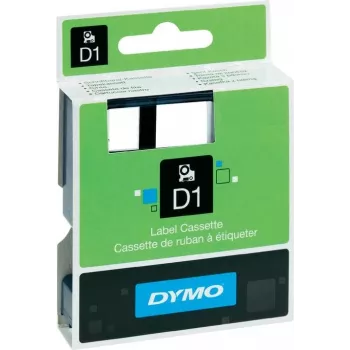 Dymo lentes kasešu komplekts 2 gab. — balta lente ar melnu druku, 12 mm un 19 mm platums