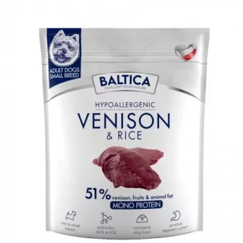 BALTICA Nutraceutic hipoalerģiska mazo šķirņu brieža gaļa ar rīsiem - sausā suņu barība - 1kg
