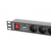 Strāvas sadales bloks LANBERG PDU-04E04I-0200-IEC-BK — 1U, 4 Type E ligzdas, 2 m kabelis, 10 A, 220–250 V